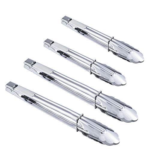 4PCS Stainless Steel Food Tongs Set Kitchen Metal Tongs (9" 9" 12" 12")