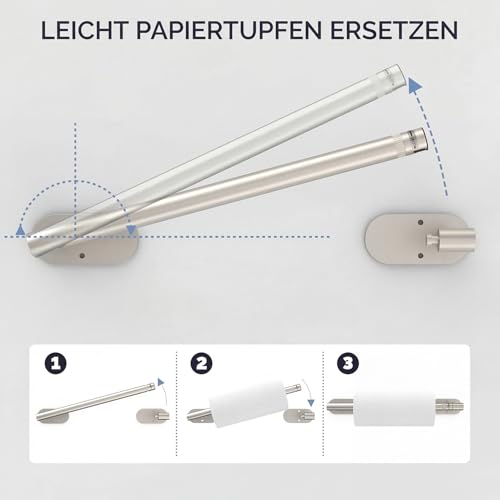 Brushed Nickel Paper Towel Holder Under Cabinet Self Adhesive (Brushed Nickel / Standard Holder)