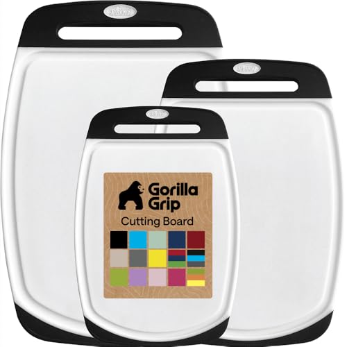 BPA Free Reversible Kitchen Cutting Board (Black/White / Large (Pack of 3))