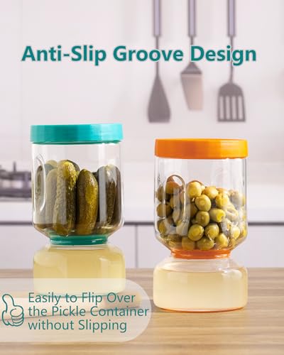Pickle Jar with Strainer Flip (7-Blue&Orange / 51oz 2pcs)