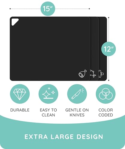 Cutting Board Alternative for Kitchen (Charcoal Black / 15"L x 12"W)