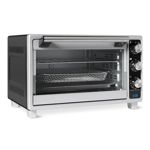6-Slice 23-QT Toaster Oven with Built-In Air Fryer, 7-In-1 Cooking Options, 60-Min Timer & Adjustable Temperature (200°F - 450°F), With Accessories, 1500W, Stainless Steel, Silver/Gray