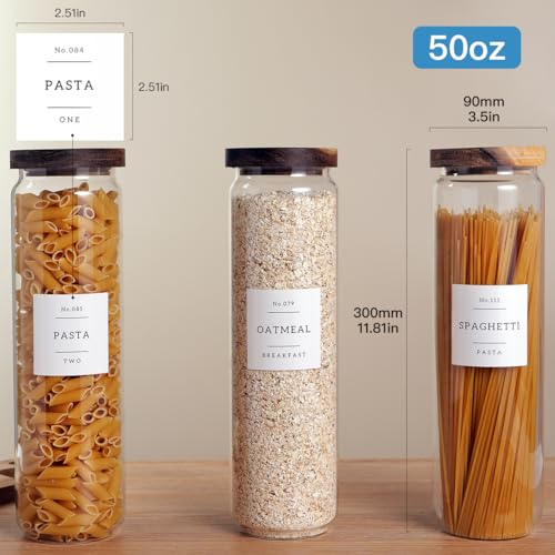 3 Set Glass Pantry Storage Jars with Acacia Airtight Lid