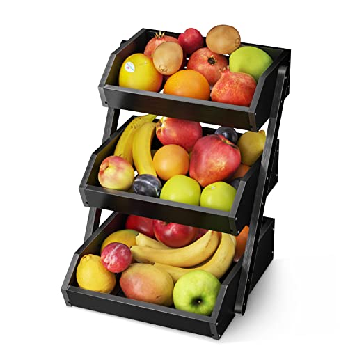 3 Tier Fruit Basket for Kitchen Counter (Black / 3-Tier)