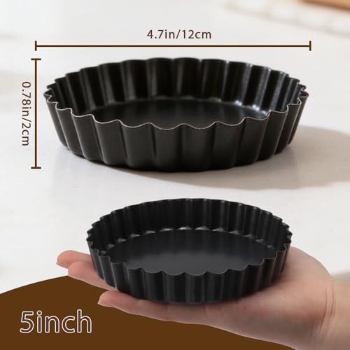 6 Pack 5in Mini Tart Pans with Removable Bottom for Baking