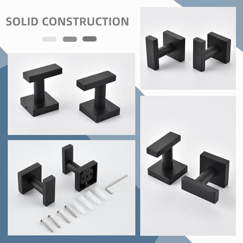 Bathroom Towel Hooks (Matte Black)