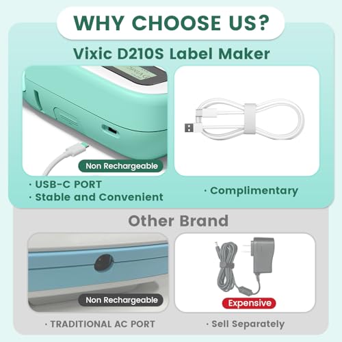 Label Maker D210S Label Maker Machine with 4 Tapes (Green Label Maker)