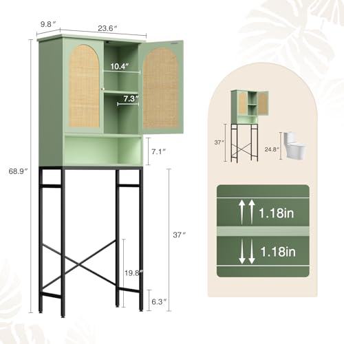 Rattan Toilet Storage Cabinet (Green)