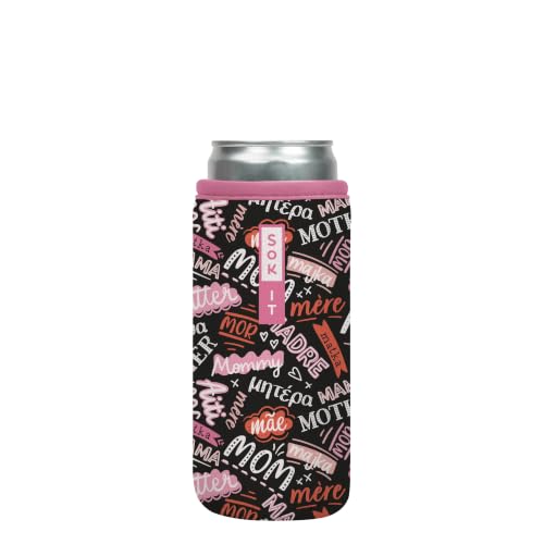CanSok Sleeve for Beer & Soda Insulated Neoprene Cover (Mom Love / 12oz Slim Can Sleeve)