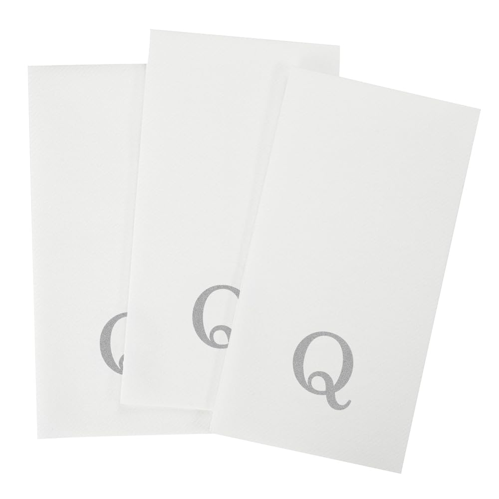Silver Q White Linen Feel Guest Towel Napkin (Silver / 2000 Count / Q)