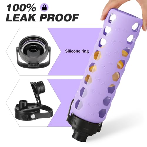Glass Water Bottle (Purple / 32 Ounces)