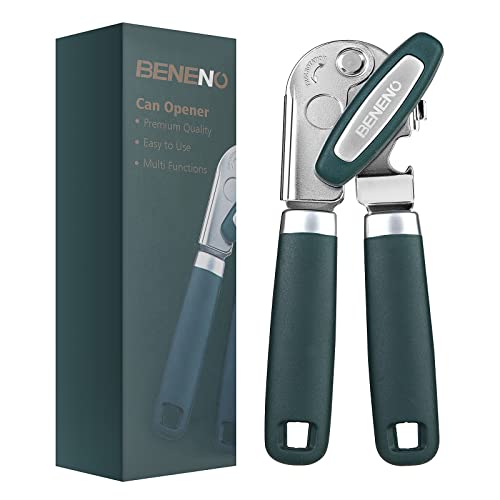Heavy Duty Hand Can Opener Manual with Magnet Lid Remover (Green)