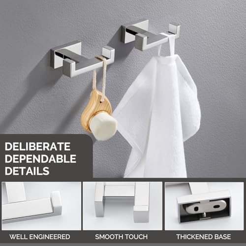 Double Towel Hooks Polished Chrome (2 Pack / Polished Chrome)