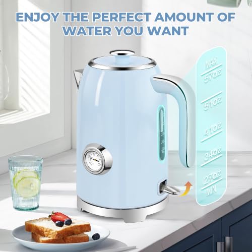 57oz Electric Kettle with Thermometer (Blue)