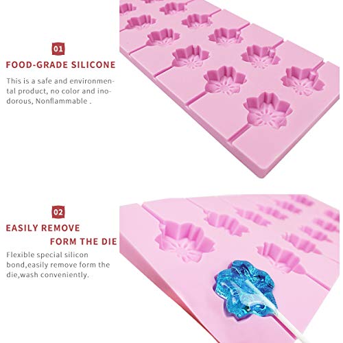 12 Capacity Silicone Cherry Blossoms Lollipop Mold Set (Cherry Blossoms Pink)