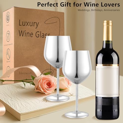 Unbreakable Stainless Steel Wine Glasses Set of 2 (2 Count)