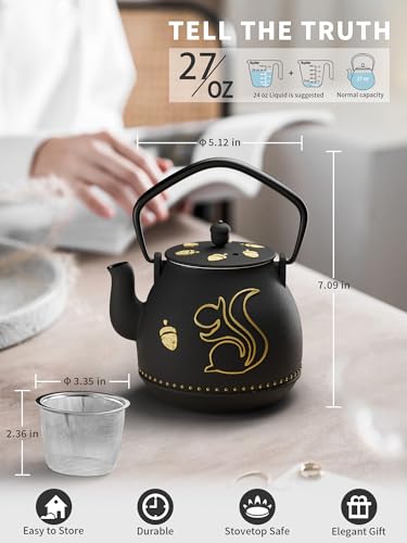 Teapot with Removable Infuser (1 Quarts / Black Squirrel)