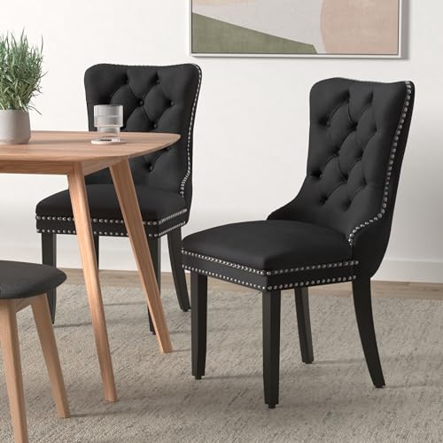 Black Velvet Dining Chairs Set of 2