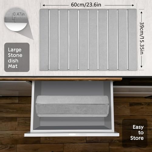 Stone Drying Mat for Kitchen Counter (Medium Gray B / 23.6" x 15.4")