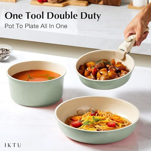 Ceramic Pots and Pans Set Non Stick Green (Sage Green)