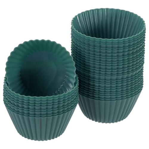 36Pcs Silicone Cupcake Liners (Deep Dark Green / 2.8")