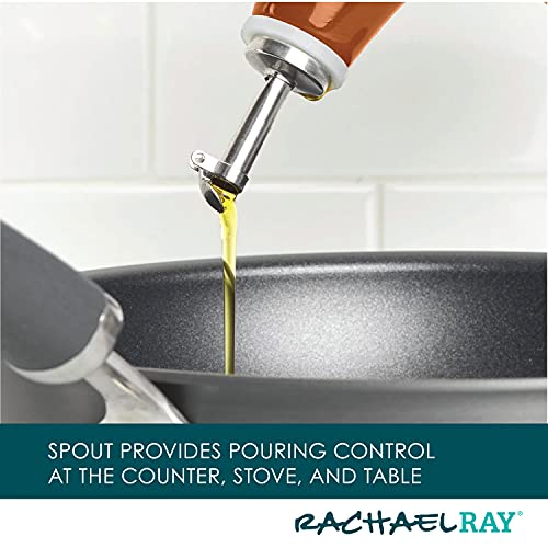 48466 Ceramic EVOO Oil and Vinegar Dispensing Bottle with Spout (Pumpkin Orange / 24 Ounces)