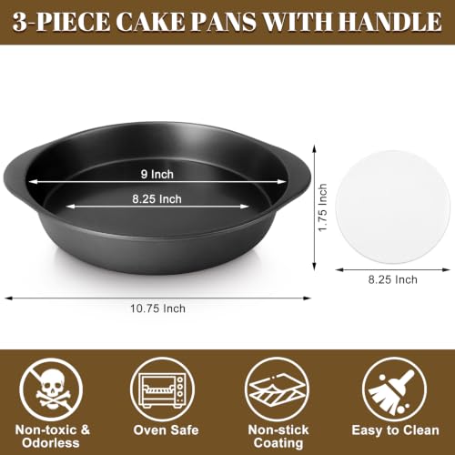 9 Inch Cake Pan Set (3PCS Black 9 inch Cake Pan)