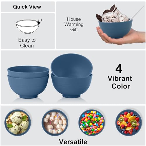 wheat straw dessert bowls 10oz set of 8 (10 oz / Navy Blue)
