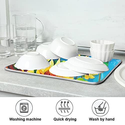 Super Absorbent Dish Drying Mat (Sunflower / 18" x 24")