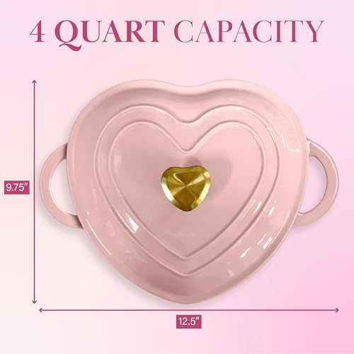 Enameled Cast Iron Dutch Oven Pot with Lid (Pink / 4-Quart)
