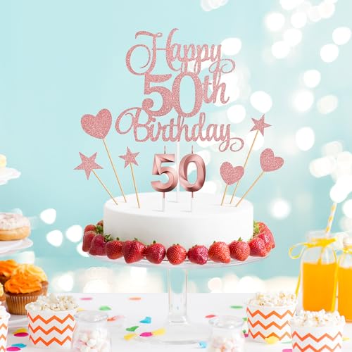 50th Birthday Cake Decorations (9 Count)