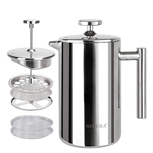French Press Coffee Maker (Silver / 12 oz)