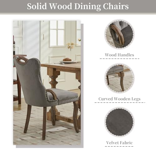 Grey Velvet Upholstered Dining Chairs Set of 6 (Gray 2)