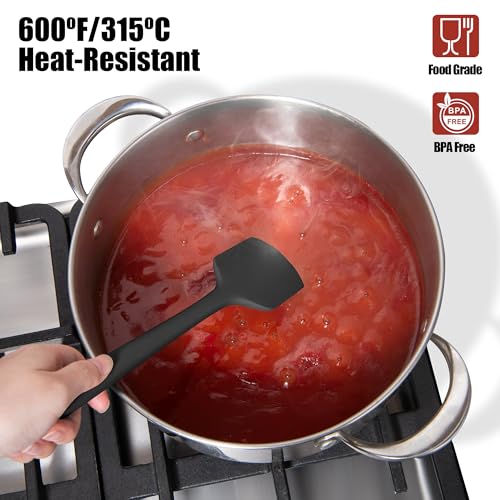 600°F Heat Resistant Silicone Large Spatula (11.4in (Flat Spatula) / Black)