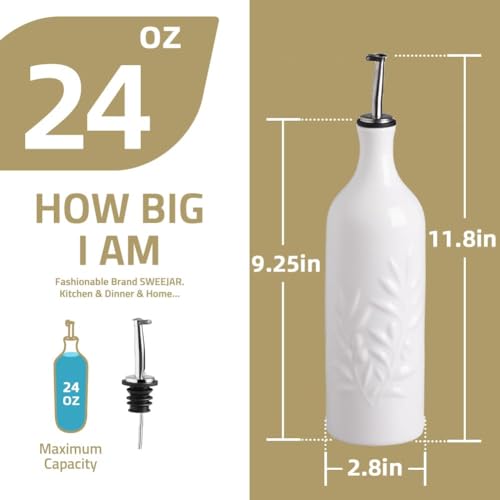 Sweejar Ceramic Olive Oil Dispenser Bottle (Gradient FogGray / 24 oz, Set of 1)