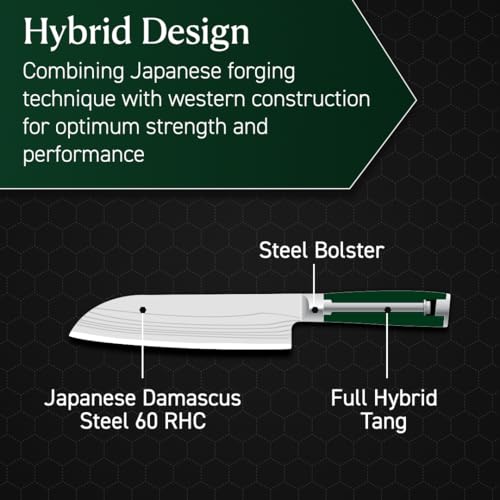 7" Japanese Damascus Stainless Steel Santoku Knife