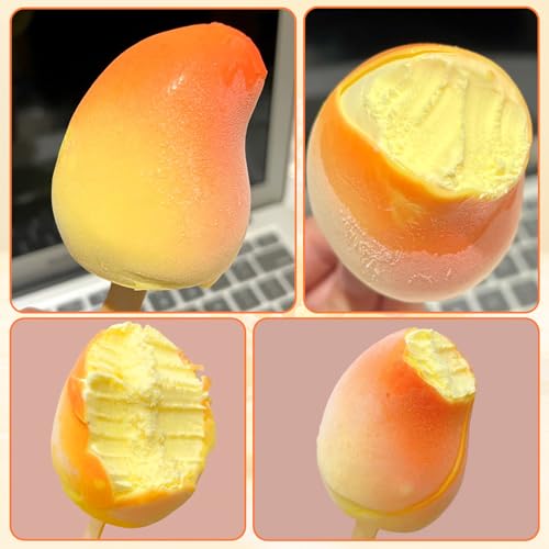 Mango Shape Silicone Popsicle Molds (4-Cavity 3D Mango)