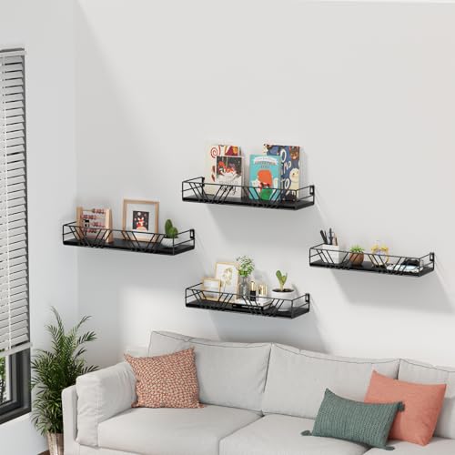 Floating Shelves for Wall Set of 4 (Black)