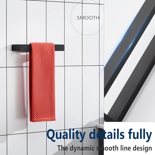 Towel Rings Matte Black Hand Towel Bar Holder 9 (Matte Black / 2 Pack)