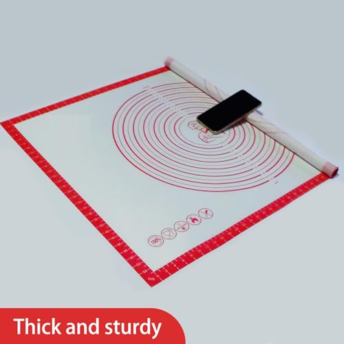 Pastry Dough Mat Silicone Baking Mats for Rolling Out Dough (Red / 24"L x 32"W)