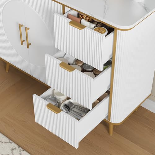 47.3" Modern Buffet Cabinet with Storage (White-3draws)