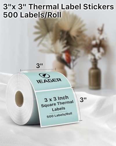 Green 3" x 3" Square Thermal Label Stickers (3"x3" / Green)