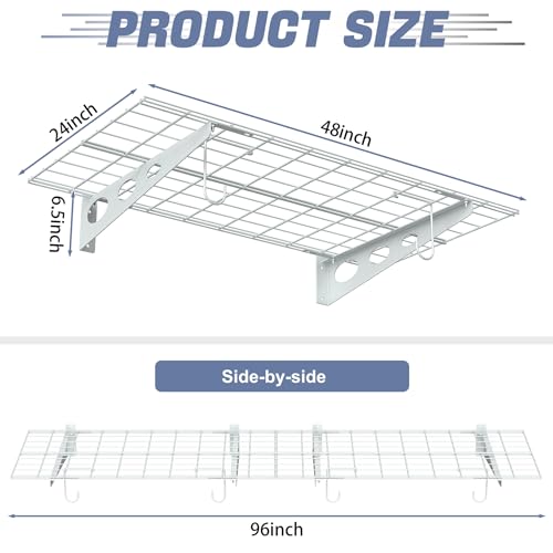 2 Pack Garage Wall Shelves (White / 24*48inch)