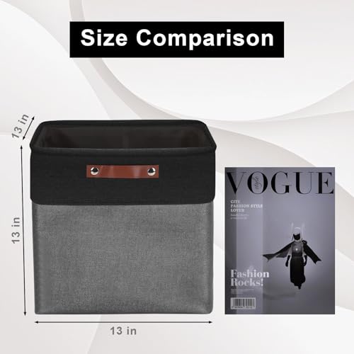 13x13 Cube Storage Bins (Gray / Black / Cube - 13"x13"x13")