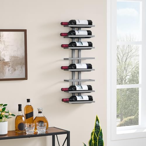 2 Set 8 Tier Wall Mount Wine Rack (2 Pack (16 Bottles) / Grey)