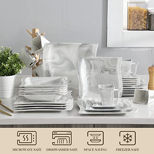 Plates and Bowls Sets (30 Piece(Service for 6) / Marble Grey)