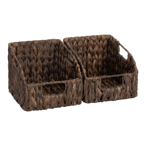 Pantry Baskets for Organizing (Dark Brown(Water Hyacinth) / 2x 8½"L x 10"W x 7½"H)