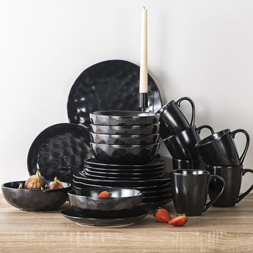 Ceramic Pasta Bowls Set (Bright Black)