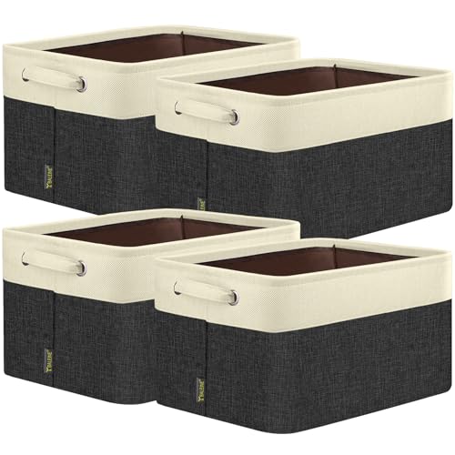 4 Pack Fabric Closet Storage Bins for Shelves (Black / 4PCS/X-Large-17x13x10.5)