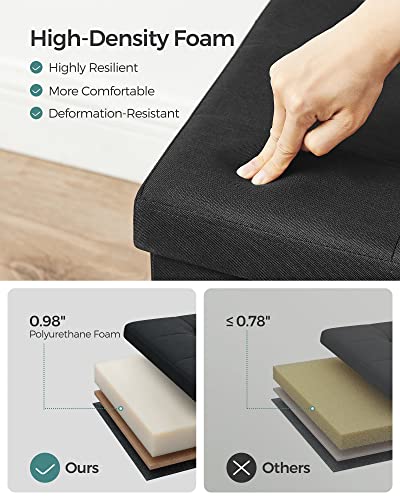 43.3 Inches Folding Storage Ottoman Bench (Ink Black / 15"D x 43"W x 15"H (without Flipping Lid))